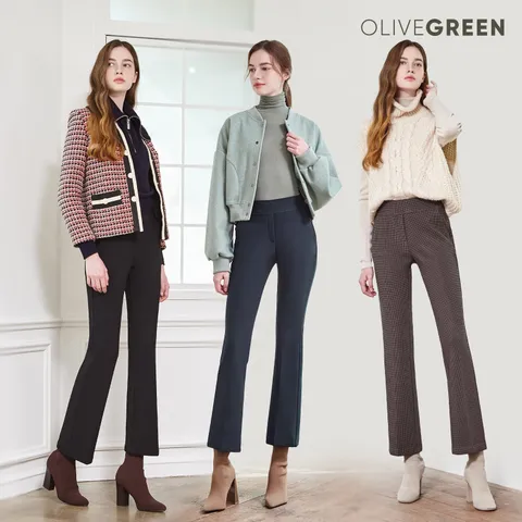 [런칭가69900원]올리브그린 밍크벨벳 기모본딩팬츠3종 - 현대Hmall