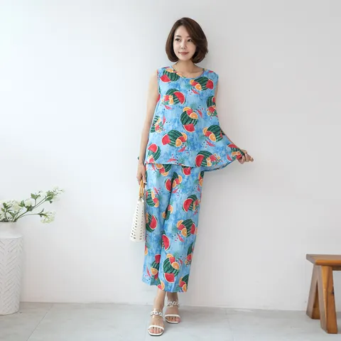 엄마옷 마담4060 민소매인견상하세트-XASET304002-