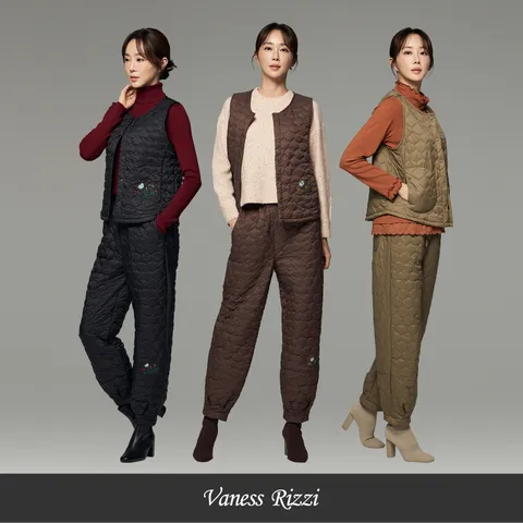 [바네사리찌] 퀼팅 자수 상하 세트 (베스트+팬츠) +무이자3개월