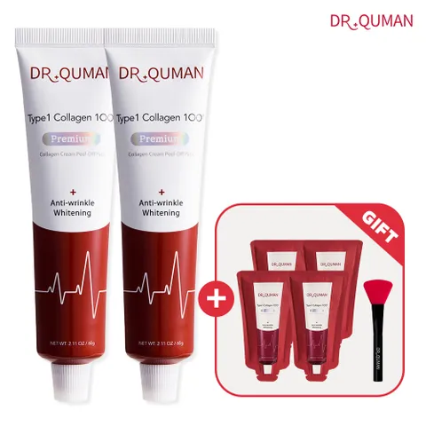 [★더 깊이! 더 빨리! 더 많이!★ ]닥터큐먼 Type1 콜라겐100 프리미엄 크림팩 2종 세트(콜라겐팩 60g 2개 + 콜라겐팩10g 4개 + 스파출러 1개 )