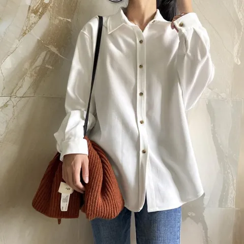 여자 루즈핏 도톰 카라 코듀로이 캐주얼 셔츠