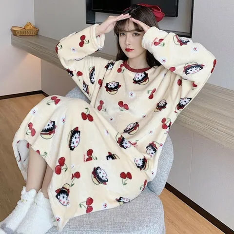 원피스 OPS 드레스 홈웨어 소녀 체리 극세사