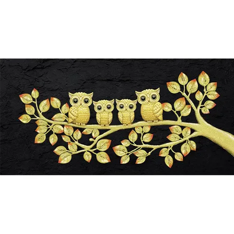 [케이엠엘리] 돈나무 부엉이 가족 (3D)(원형) 보석십자수 30x60