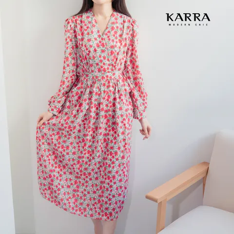 KARRA (77까지)매치플라워브이넥원피스_KB3SOP089Q