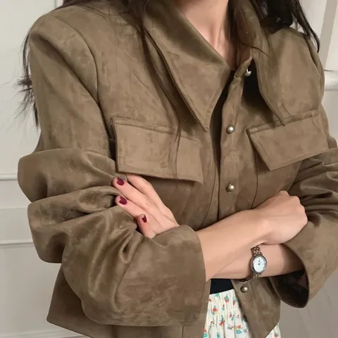 여성 봄 여름 데일리 스웨이드 크롭 자켓 +할인쿠폰