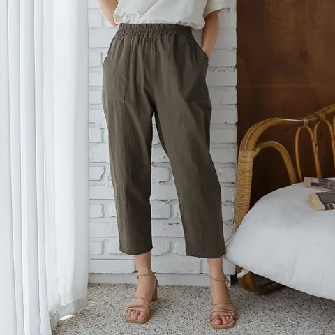 H스타일(WC)모모배기바지 여름 여성 밴딩팬츠 슬랙스 배기 베기 루즈핏 +할인쿠폰