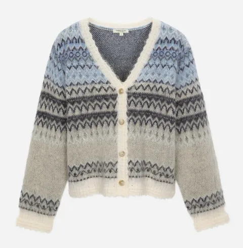 [현대백화점] [써스데이아일랜드](T258MCD251W)자카드 브이넥 니트 가디건 +할인쿠폰