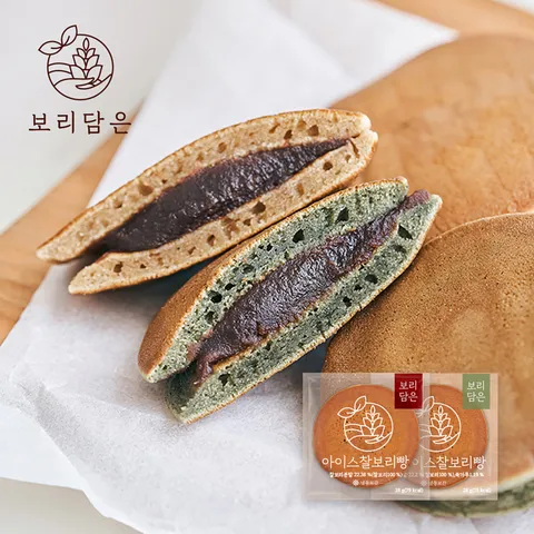 [베스트 두가지 맛! 400만개 판매돌파]보리담은 아이스 찰보리빵 100개 (찰보리빵 60개+쑥 찰보리빵 40개)