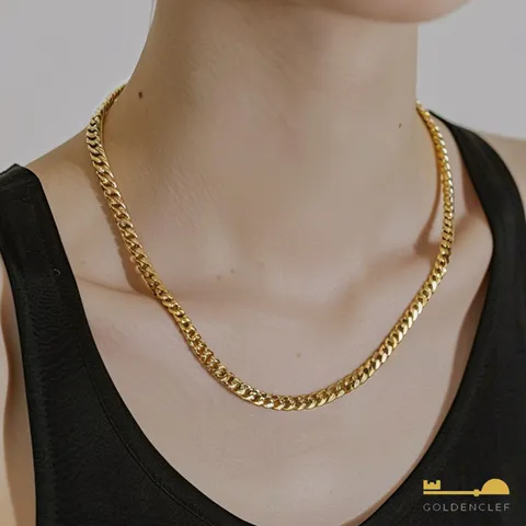 [ 100% MADE IN ITALY]골든클레프 18K 커브체인 목걸이