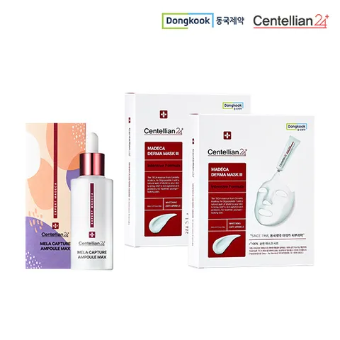 [센텔리안24] 동국제약 마데카 멜라캡처앰플맥스 45ml 1개 + 더마마스크3 인텐시브포뮬러(10매입) 2개