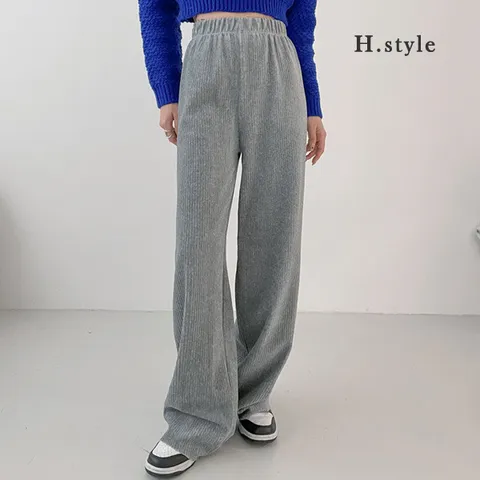 H스타일(PT)통통하이웨이스트골덴스판팬츠 겨울 기모 밴딩팬츠 통바지 와이드 슬랙스 조거 배기 부츠컷 코