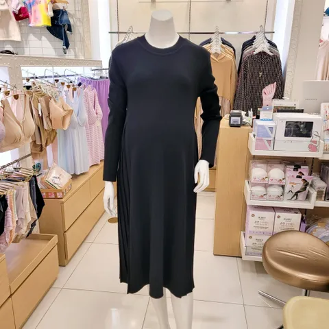 [현대백화점] 마더피아[와코루]임부복/임산부 옆라인 주름 니트 원피스 RROP6013/BK +할인쿠폰