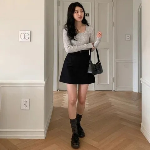 아트박스/신상오픈런 여성 스퀘어넥 슬림핏 골지 기본 티셔츠 +할인쿠폰