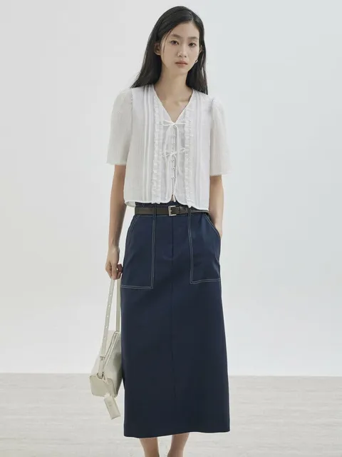 [현대백화점] [주크] 리본 프릴 크롭 블라우스 Z262MSC301 Z262MSC301 +할인쿠폰