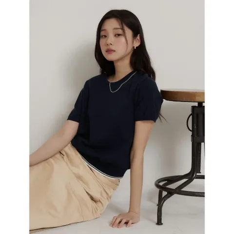 [빈폴레이디스] 코튼 반소매 풀오버  네이비 (BF6251C11R) +할인쿠폰