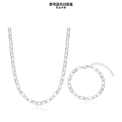 [한국금자산운용] 실버 콤비클립 목걸이 + 콤비클립 팔찌 세트 + (방송) 999 실버 행운 말 지폐 