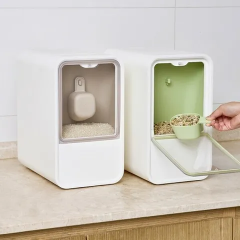 큐브 쌀통 11kg(12L) - 베이지/라이트그린 (HPL571) +할인쿠폰