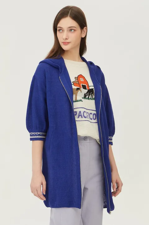 [현대백화점] [베네통] (BAKC03341) 자수 패치 롱 니트 가디건