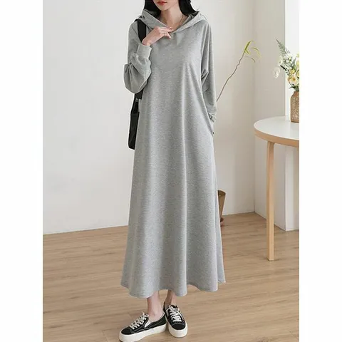 [하프클럽/시크루즈]본스 나그랑 포켓 롱 후드 원피스_BDOP042