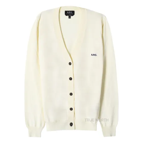 [아페쎄] 24SS 여성 COEZJ F22249 AAD 로고 자수 브이넥 가디건 에크루 +할인쿠폰