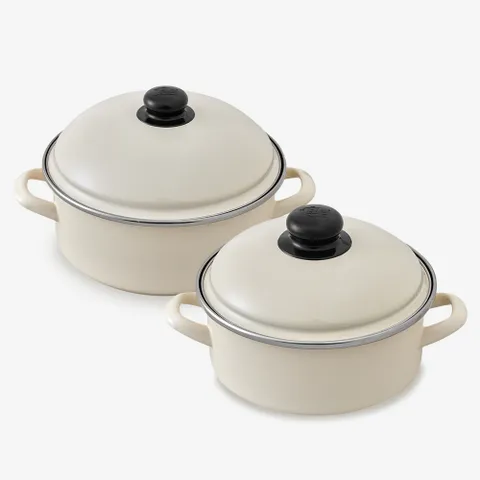 ELO 크림하모니 법랑 냄비 일반형 2종세트 18 24cm SET