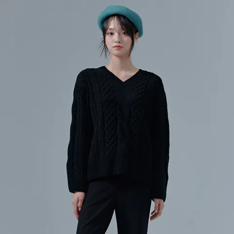 [체이스컬트] 여성 V-NECK 케이블 스웨터-CFRG5276D03