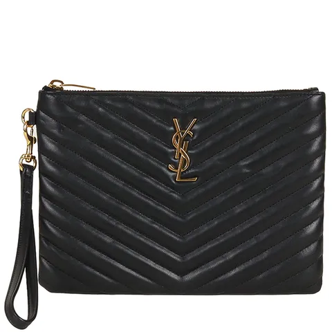 생로랑 25FW 여성 모노그램 마틀라세 스트랩 클러치 블랙 379039 CWU01 1000