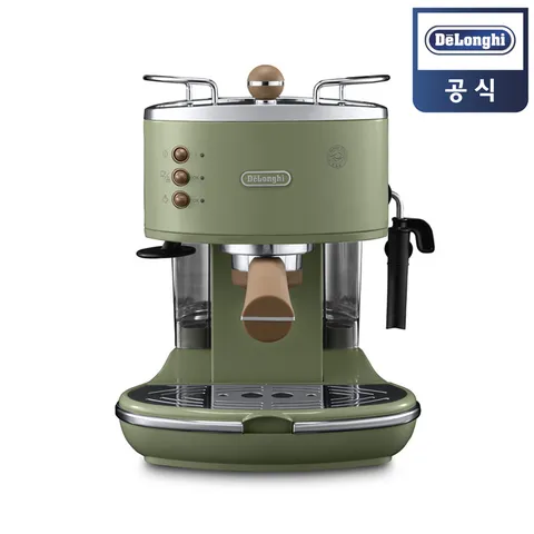 [현대백화점] 드롱기 아이코나 빈티지 에스프레소 커피 머신 올리브그린 ECOV311.GR