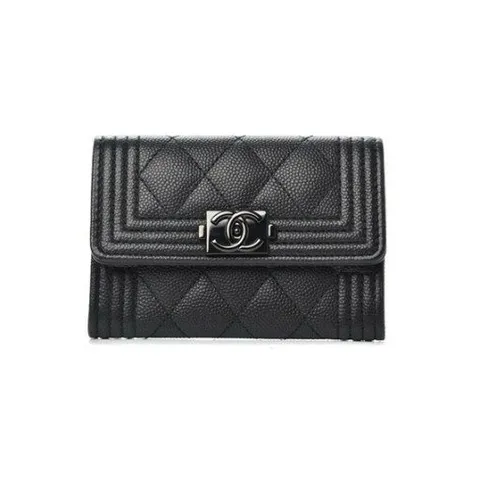 샤넬 보이 은장 플랩 캐비어 블랙 똑딱이 지갑 A80603 B01489 94305