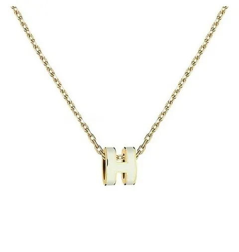 에르메스 미니 팝아슈 골드 블랑 화이트 목걸이 H147992F49 +할인쿠폰