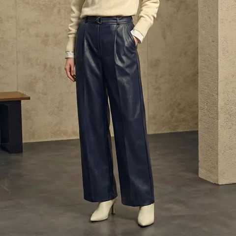 [리오벨] FAUX 레더 세미와이드 팬츠 +할인쿠폰