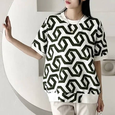 [애슬릿] 여름 라운드 반팔 린넨 시보리 엄마 블라우스 +할인쿠폰