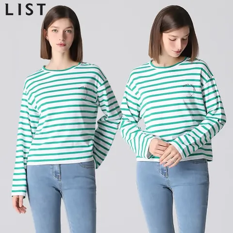 [리스트(LIST)] 메종 백 레터링 스트라이프 티셔츠 (택가격: 118000원) +할인쿠폰