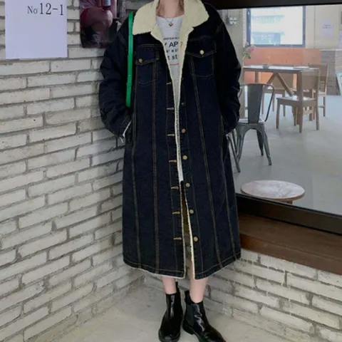 양털점퍼 뽀글이 자켓 후리스 여성 롱 안감 데님 청 코트 아우터 겨울
