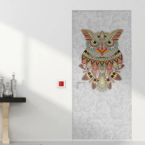 아트박스/꾸밈 pb446-에스닉젠탱글부엉이_현관문시트지
