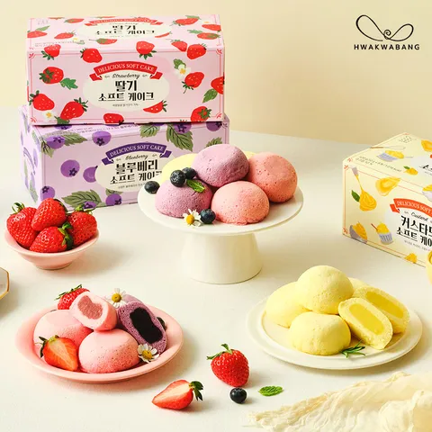 [화과방] 입안에서 사르르 소프트케이크 (커스터드/딸기/블루베리)