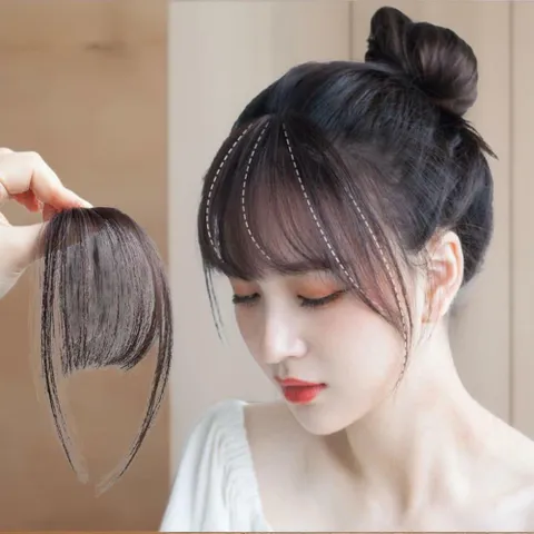 |CCA8381|여자 10대 앞머리 가발 사이드뱅 간편 부착 헤어롤