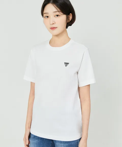 [게스] [ON] 유니 레귤러핏 라운드넥 고무삼각와펜 반팔티 NP2KE401 +할인쿠폰