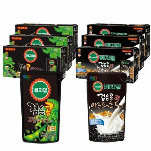 [정식품] 베지밀 총 90팩 (검은콩 고칼슘두유 190ml x 45팩 + 검은콩 아몬드호두 두유 190ml x 45팩)