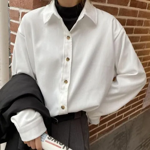 블라우스 셔츠 브라우스 남방 여성 베이직 코듀로이 루즈핏 긴팔 간절기