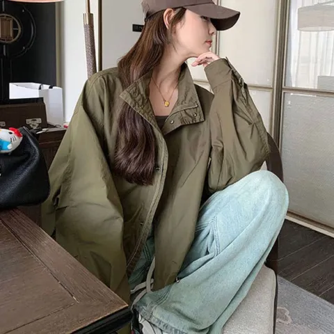 자켓 재킷 점퍼 예쁜 캐주얼 하이넥 숏야상 집업 여성 오버핏 +할인쿠폰