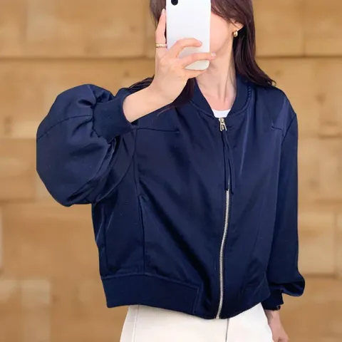 |CSJ666B|여성 가을 오버사이즈 스트랩 집업 퍼프 블루종 점퍼