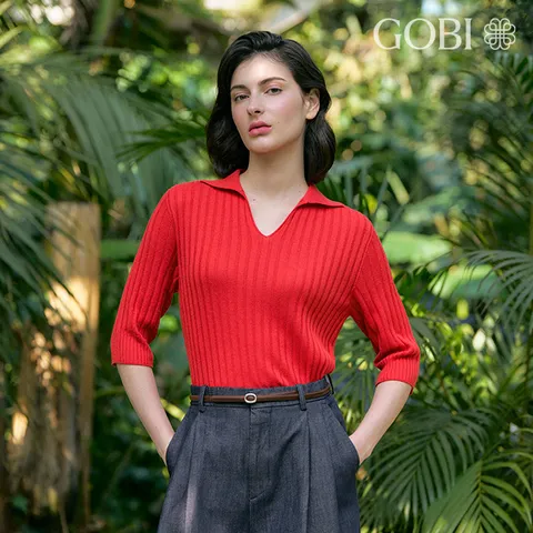 고비(GOBI) 실크 캐시미어 립조직 티에리 풀오버 - 현대Hmall
