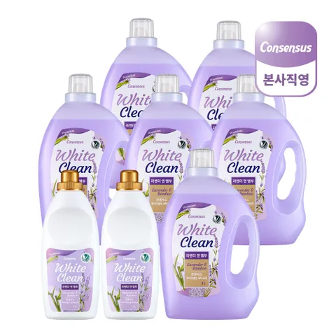 컨센서스 화이트클린 비건 세탁세제 세트(세제 3Lx6개+유연제 1Lx2개) - 현대Hmall