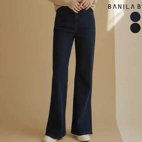 [바닐라비] [S-L]여성 밴딩 세미부츠컷 기모 데님팬츠