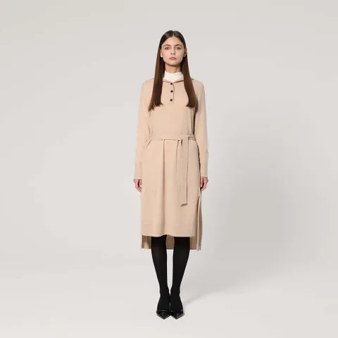 [캐시미어 100] 캐시미어 트임 벨트 롱 원피스 (UFJKOP471C-BEIGE) +할인쿠폰