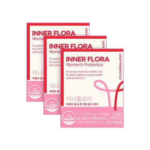[ 국내 최초 1억 캡슐 판매, 질건강/장건강 동시케어 질유산균]유한건강생활 이너플로라 질유산균 3박스 총3개월분 (소비기한270218) +할인쿠폰