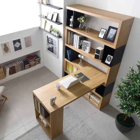 미테랑 5단1200책장책상 세트