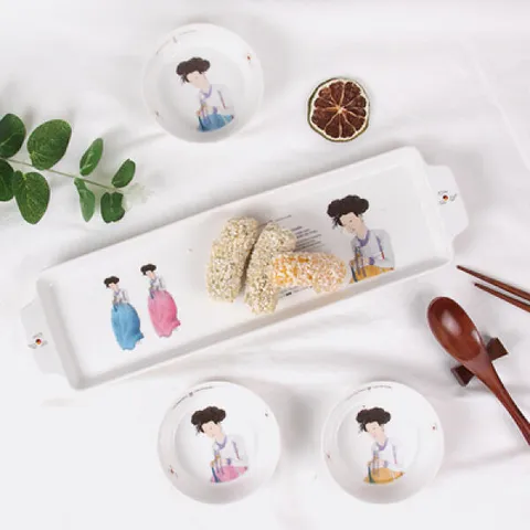 아트박스/디자인에버 신윤복 미인도 전통기법 도자기 드레싱잔 홈 식기세트