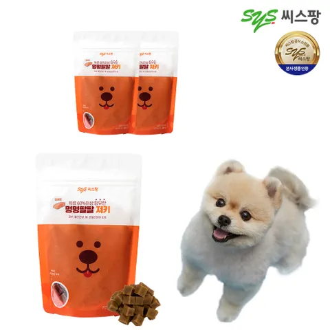 씨스팡 반려견 영양간식 멍멍팔팔 연어맛 져키 3팩